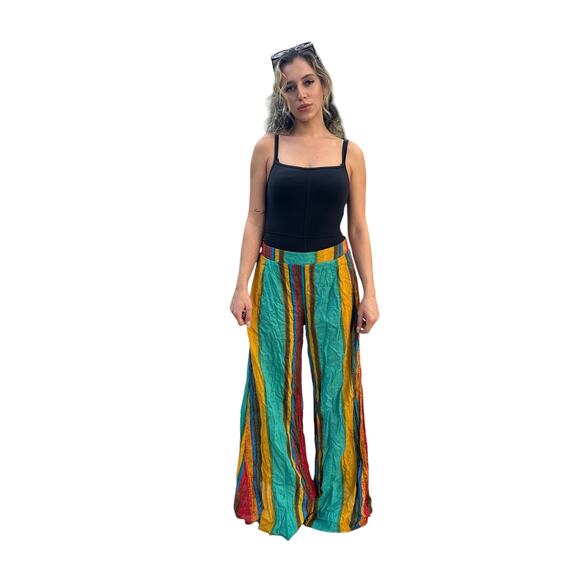 Cider Bohomian Style Striped Wide Leg Pants Womens XL (Fits Small/Med) - Picture 6 of 9